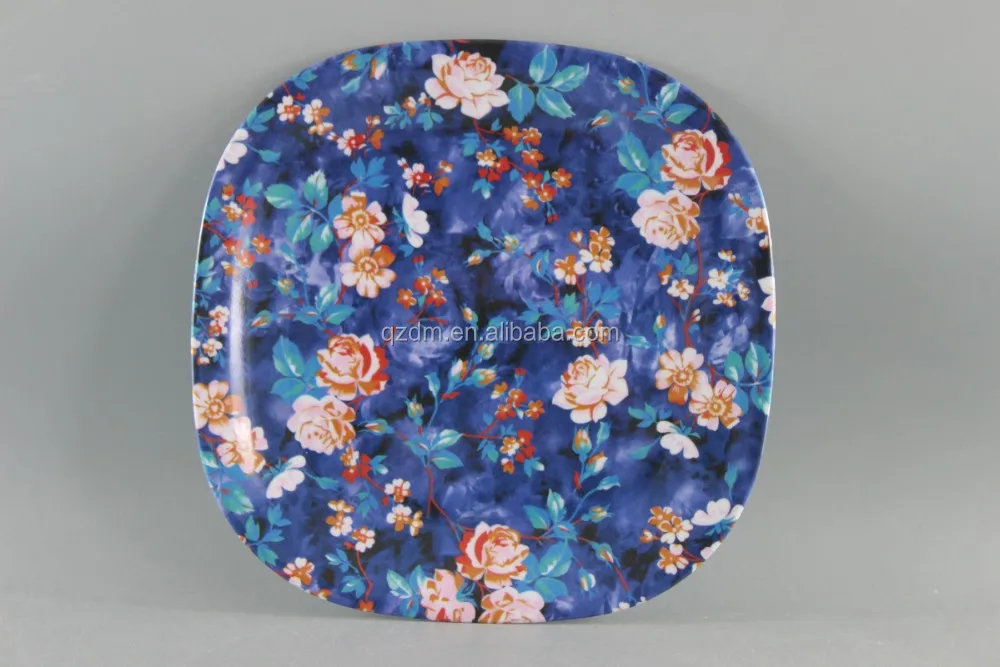 Set Of 2 Melamine Square Dinner Plate Set