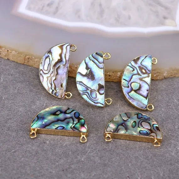 Gold Plated Semicircle Shell Stone Pendant Necklace New
