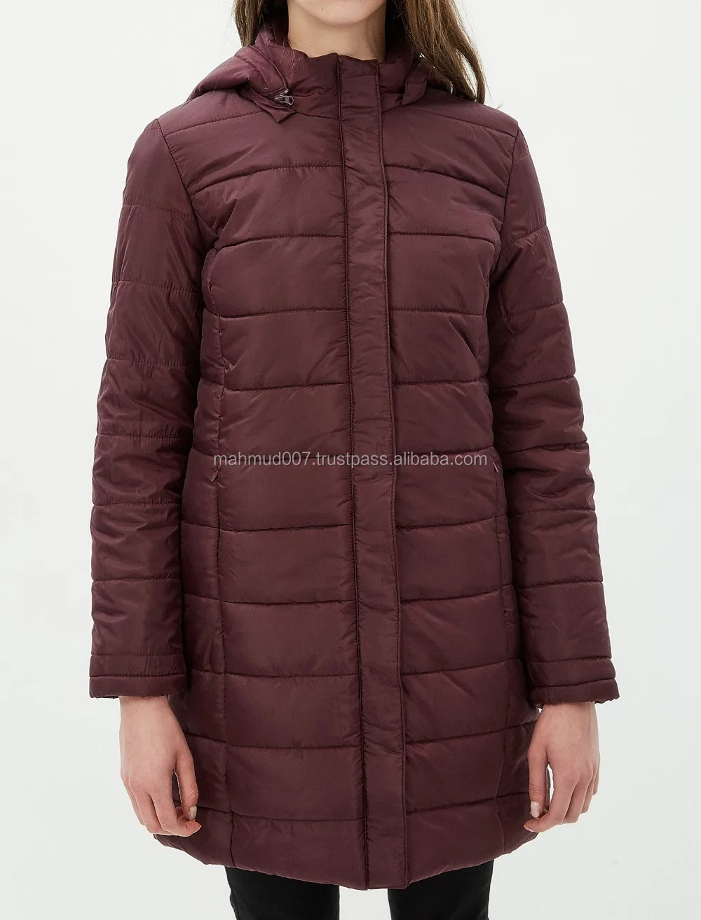 ladies padded coat with hood