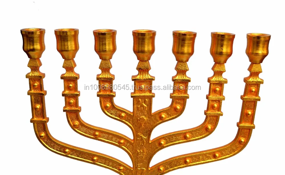 Large 22 Inch Classic Menorah 12 Tribes Of Israel (gold Plated) Buy
