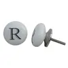 Handmade White and Black Alphabet R Decorative Knobs Cabinet Pulls and Knobs