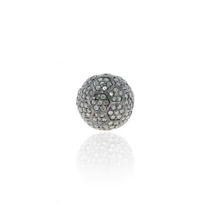 Jewelry Supply Pave Diamond 925 Sterling Silver Ball Beads Findings