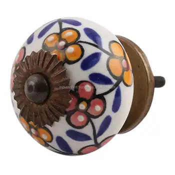 Handcrafted Mustard Drawer Knob Cabinet Floral On Indianshelf Cck