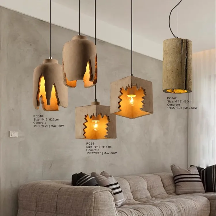 Industrial Concrete Hanging Lighting Modern Chandelier Light Led