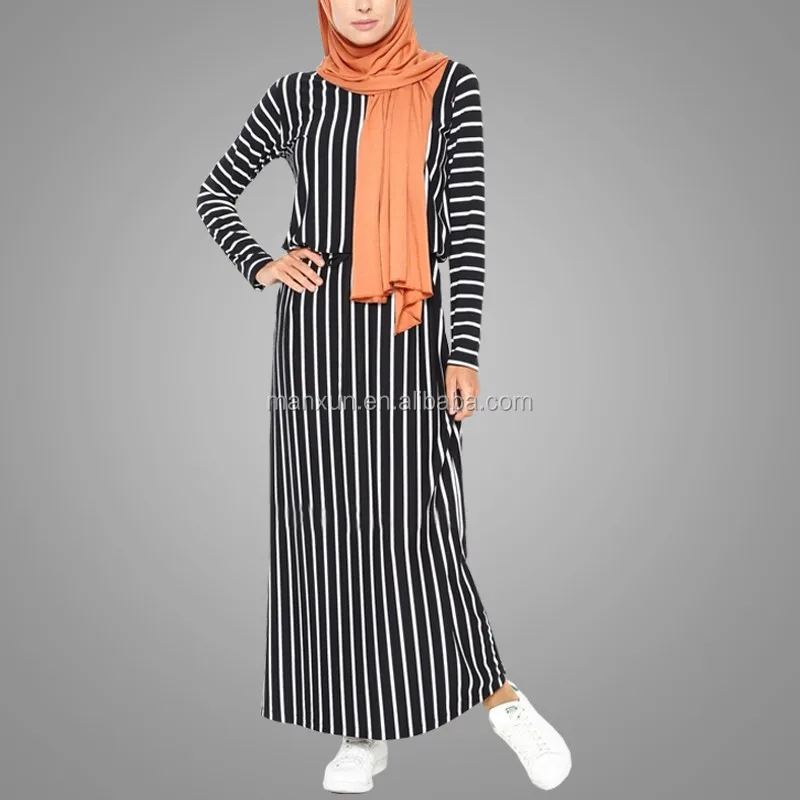 black and white striped abaya