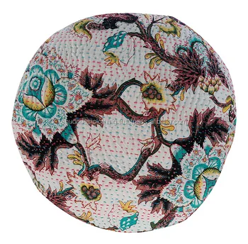 India Printed Cotton Filling Decorative Pouf Indian Traditional