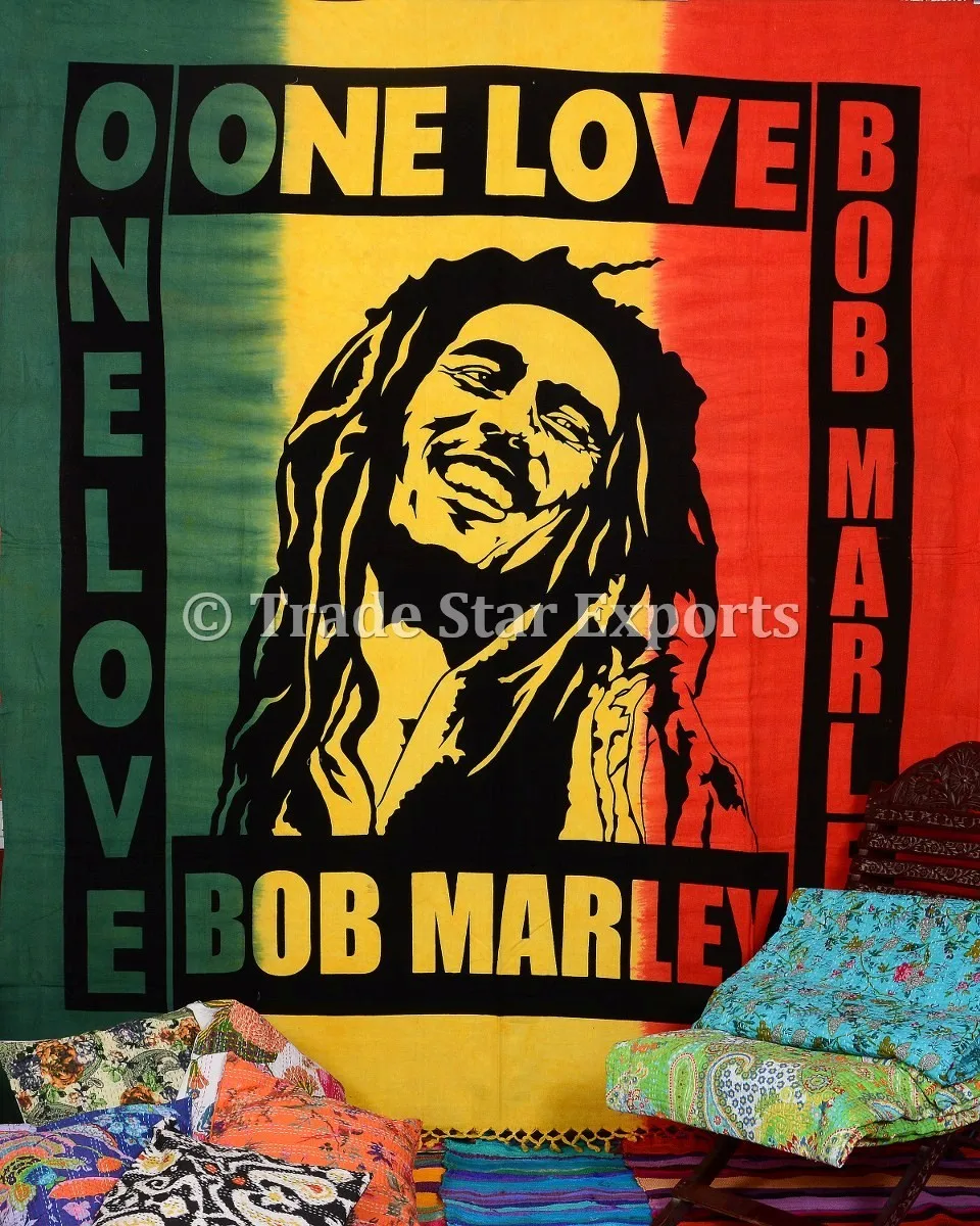 Bob Marley One Love Singer Tapestry Bedding Wall Hanging Multi Cotton Poster 