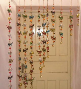 Vintage Handmade Wall Hangings Pair Latkan Decor Beaded Door