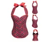 High Quality Plus Size Red Sexy Corset With G-string Lingerie Laced Costumes Set Gothic Corset Skirt Set