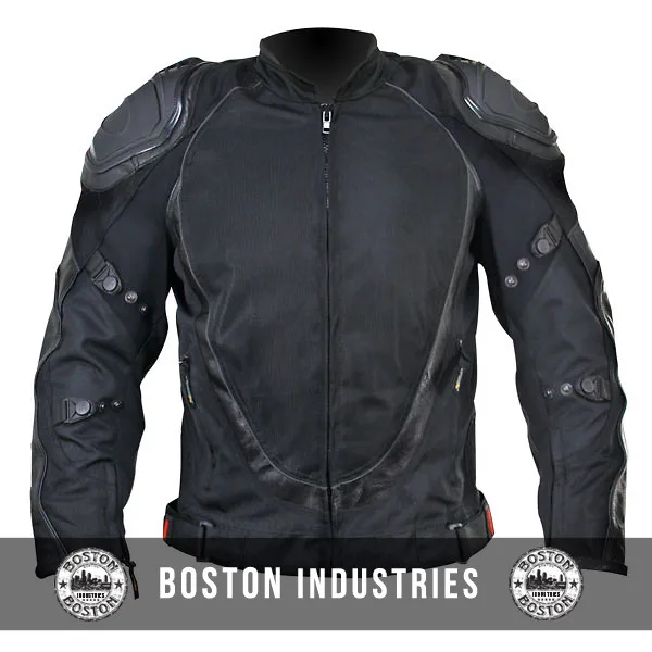 High Visibility Mens Gun Metal Jacket Armored Motorcycle Jacket