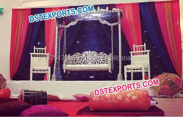 Mehndi Stage With Swing Jhoola,Brass Metal Wedding Golden Swing,Different Style Wedding Swings Manufacturer , Buy Indian Wedding Swings,Sankheda