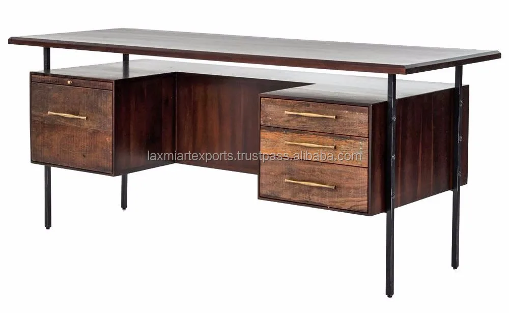 Industrial Reclaimed Wood 4 Drawer Office Table Study Table Office