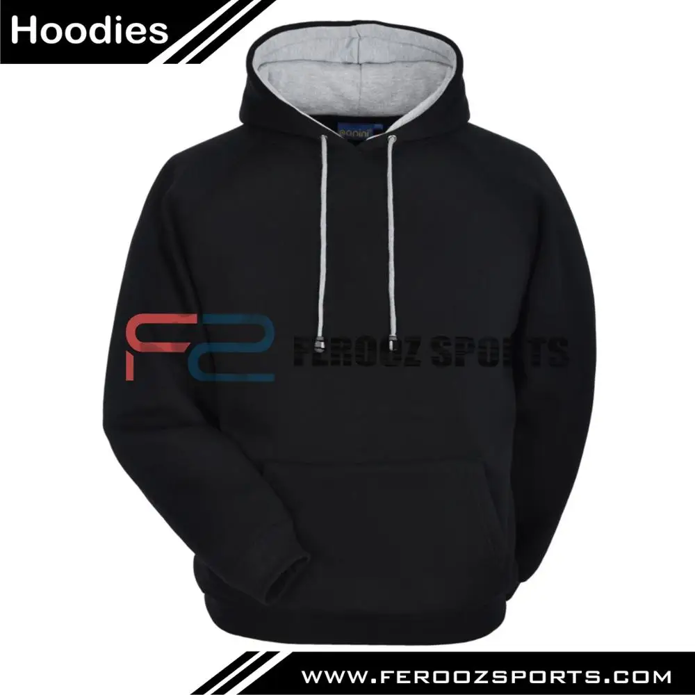 Wholesale Plain Hoodies 100 Cotton Plain Black Hoodie/custom Made