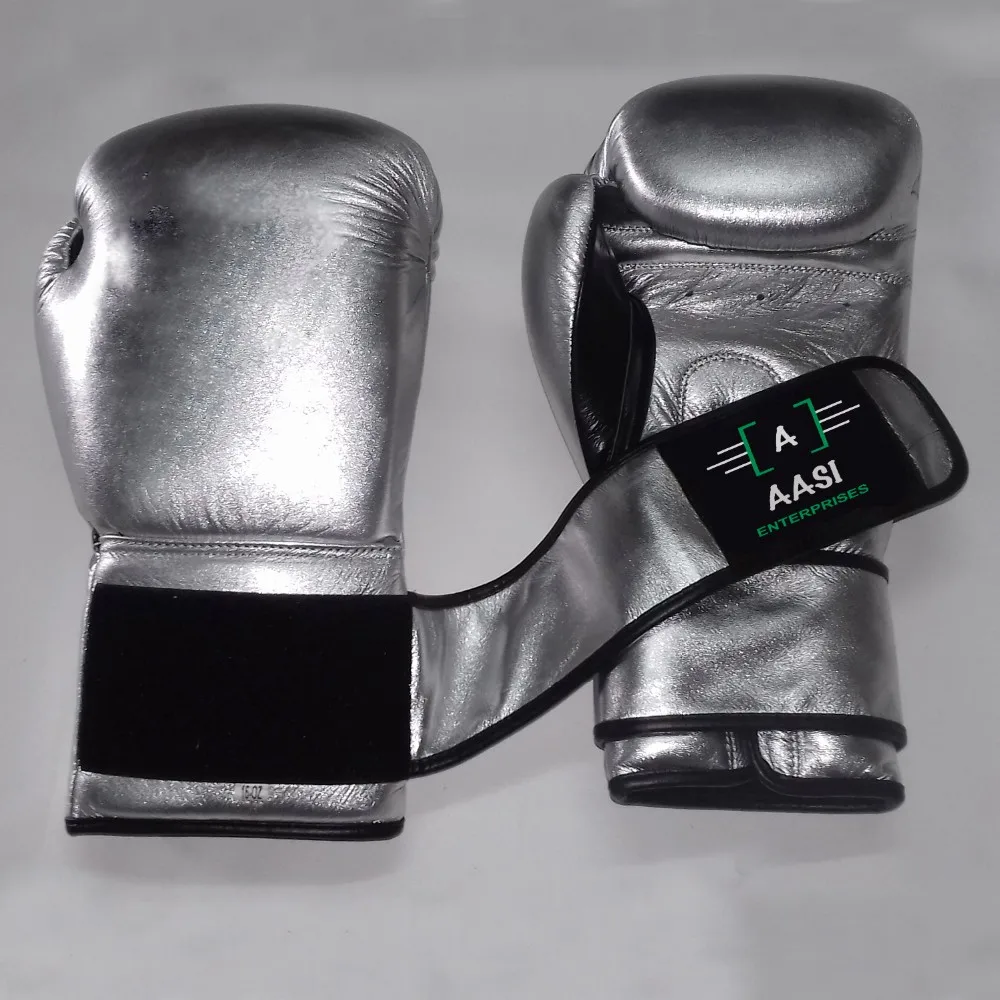 Professional Shine Boxing Gloves For Fight Cowhide Leather Metallic