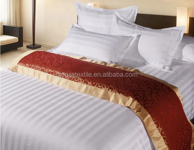 100 White Satin Stripe Bedding Set Fabric For Hotel Buy Bedding Set