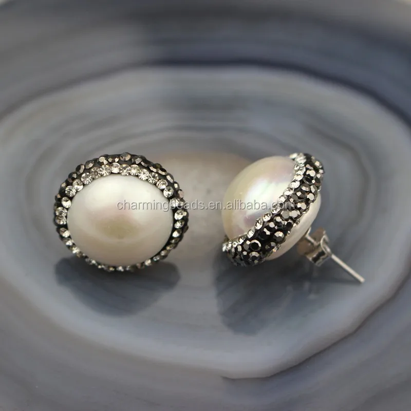 CH-LSE0021 Natural pearl stud earrings,freshwater pearl earrings,women latest fashion earrings,diamond stud earrings