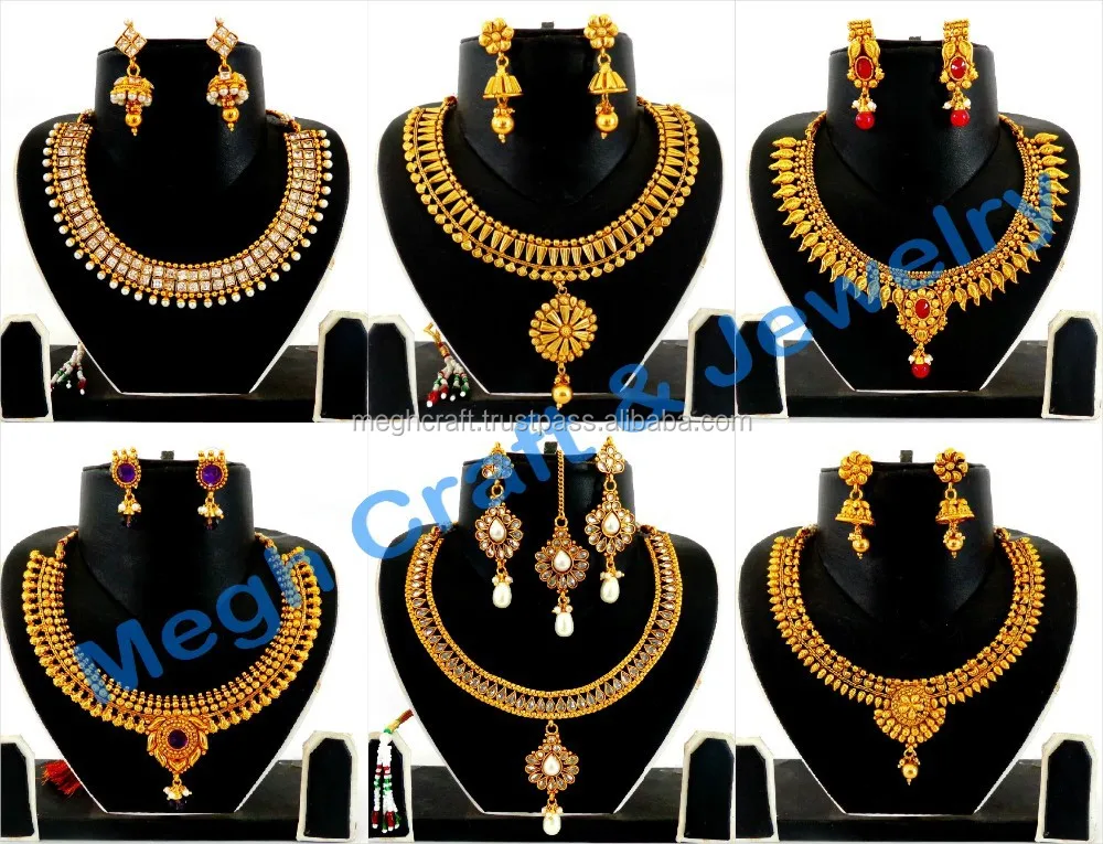 اطقم  المعلم كرسكنديور Wholesale-Indian-Polki-Pearl-Necklace-Set-Wholesale