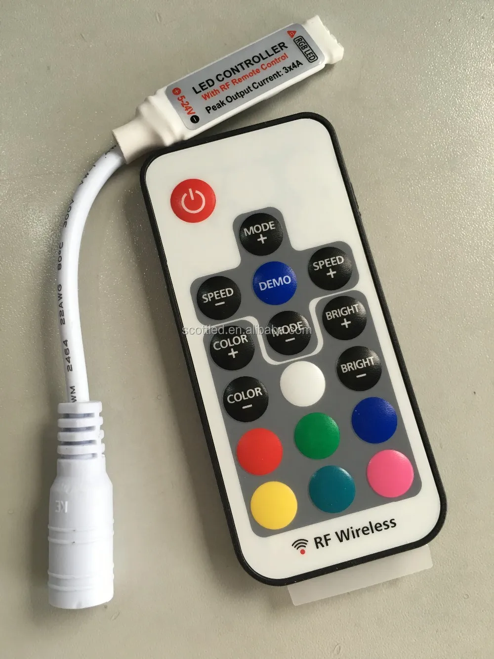 RF Wireless RGB LED Controller with 17-Key Wireless Remote Control Dimmer for 5050 Strip Lights