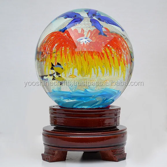 G006 Round Glass Ball,glass Crafts,luminous Glass Ball,13cm Diameter 