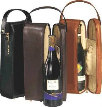 2 bottle leather wine carrier