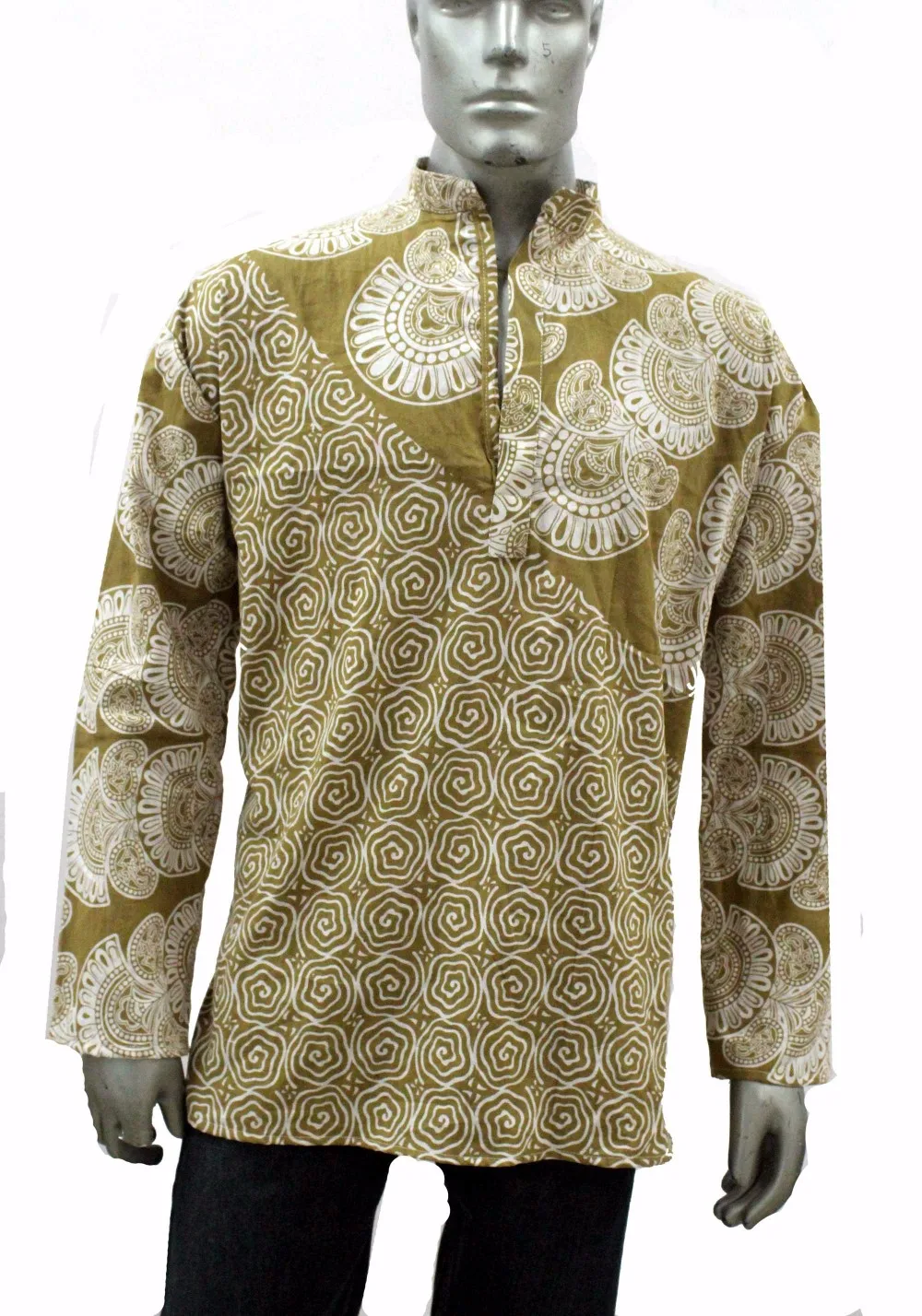 Lakkar Haveli Indian 100/% Cotton Men/’s Shirt Kurta Loose Fit Check Print Multi Color