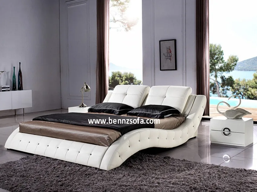 White Latest Leather Double Bed Design Furniture With Crystal C310 Buy Latest Double Bed