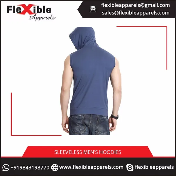 navy blue sleeveless hoodie