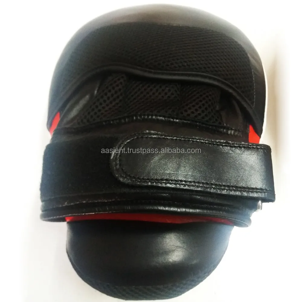Leather Gel Curved Focus Mitts Focus Pads Kick Boxing Mma Strike Curved