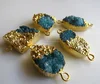 Blue Color Sugar Agate 22 Ct Gold E-Plated Connector