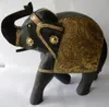Hand Carved Old Wooden Elephant Statue with Hand Designer Work - An Elegant Indian Traditional Art - Lucky Elephant with Fine Me