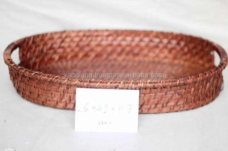 Wholesale Rattan Woven Serving Tray From Vietnam Handicraft Manufacture