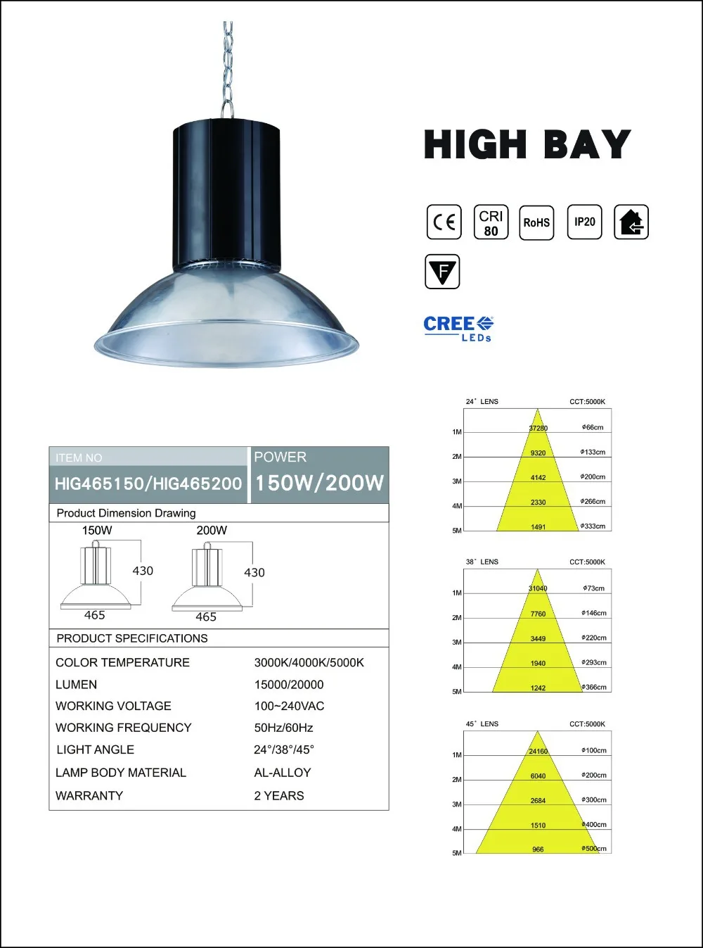 For Gym & Warehouse,200w Led High Bay Lights,High Lume,Reasonable Price