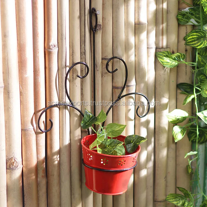 Wrought Iron Wall Flower Pots Metal Planters Hanging Planter Wrought Iron Wall Flower Pots Metal Planters Hanging Planter Rustic Outdoor