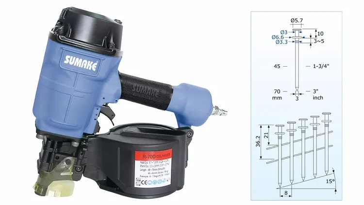 360 Degree Adjustable Exhaust Port Duplex Nails Construction Coil