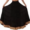 Skirts & Scarves Long Cotton Skirt with Border for Women (Black)