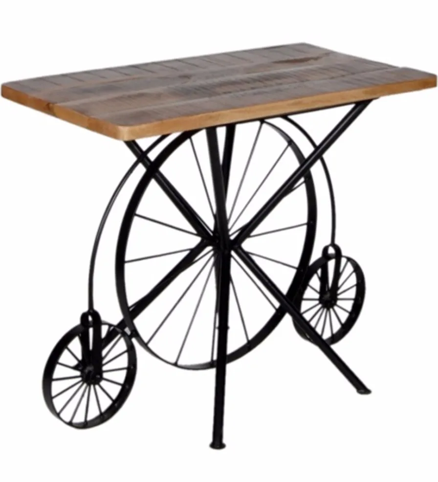 Industrial Metal & Wood Console Table With Wheel Base Buy Antique