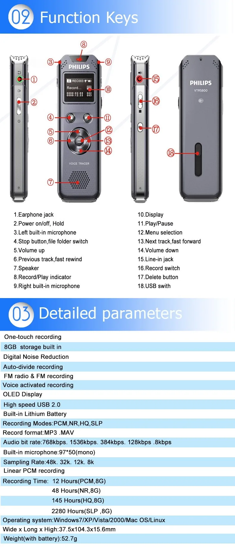 PHILIPS bulk China digital usb voice recorder gift items