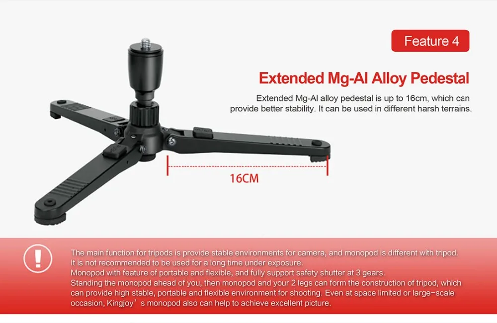 Kingjoy Qualified Aluminum Professional Video Camera waterproof Tripod Monopod