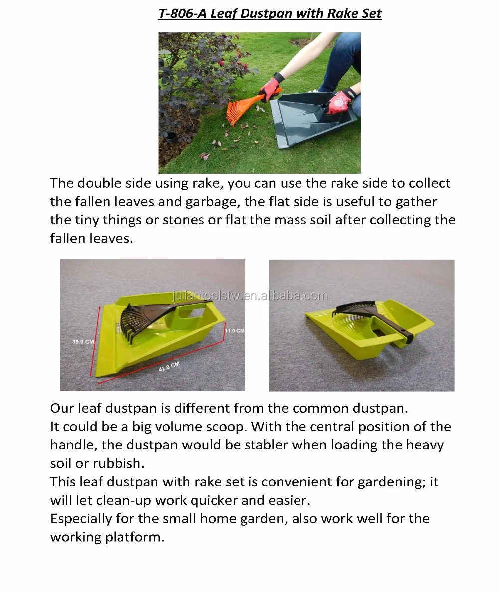(pcsyt806a) Manual Plastic Hand Leaf Rake And Garden Dustpan Set