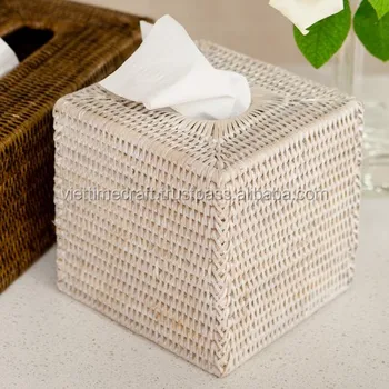 Delicate Rattan Tissue Box Holder Cover Whitewashed Color Napkin Delicate Rattan Tissue Box Holder Cover Whitewashed Color Napkin