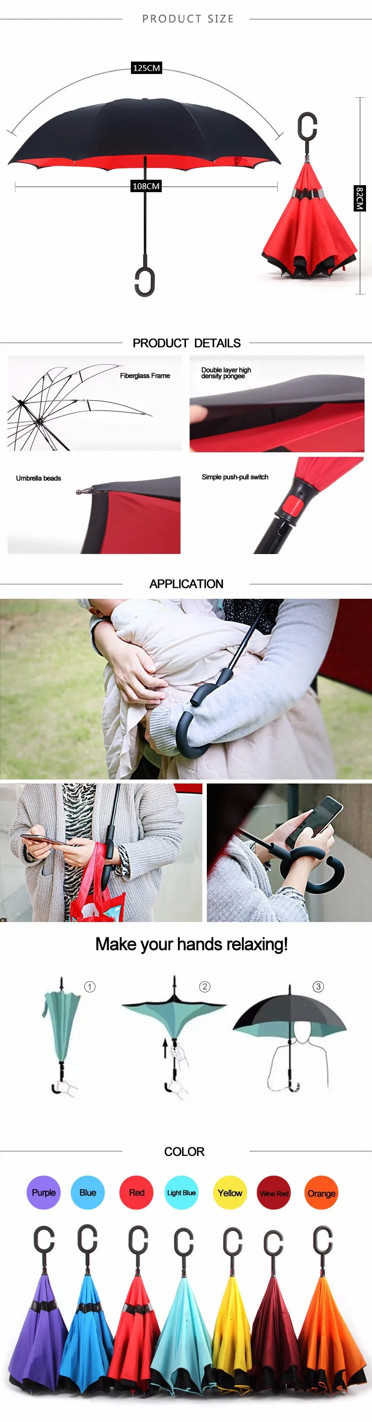 New Windproof Travel Inverse Wind Resistant Umbrella Fashion Design