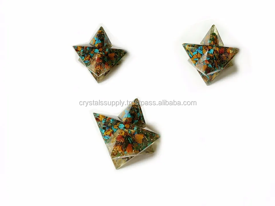 Seven 7 Chakra Bonded Gemstone Merkaba Star Geometric Multi Stone Crystal Gift 