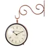 Vintage Victorian Decorative Station Wall Clock Made of Copper with Double Sided Clock Face and Iron Wall Bracket