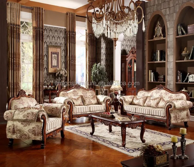 Neue Ankunft Luxus Europäischen Viktorianischen Holz Wohnzimmer Sofa