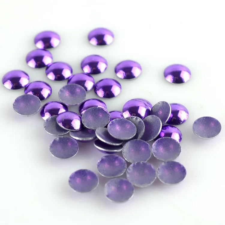 6mm Violet korean Half round aluminium dome studs , hot fix pearls