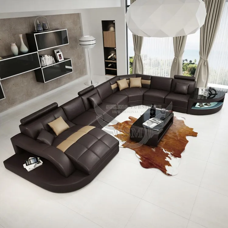 Sumeng 2015 Germany Modern Leather Corner Sofa Set For Living Room
