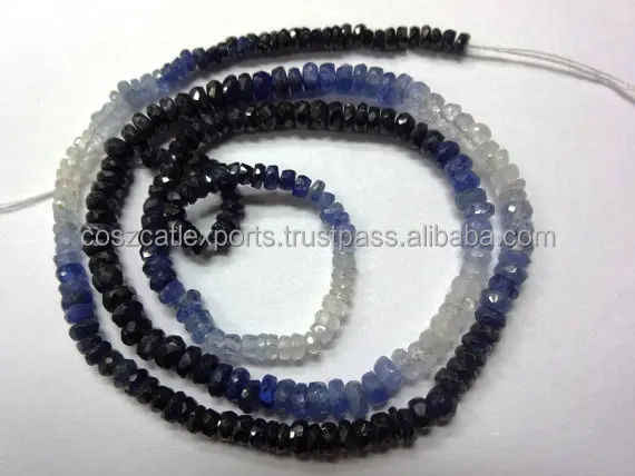 Gorgeous Genuine Natural Blue Sapphire shaded micro faceted rondelles beads size 3-3.5mm full strand 16 100/% natural