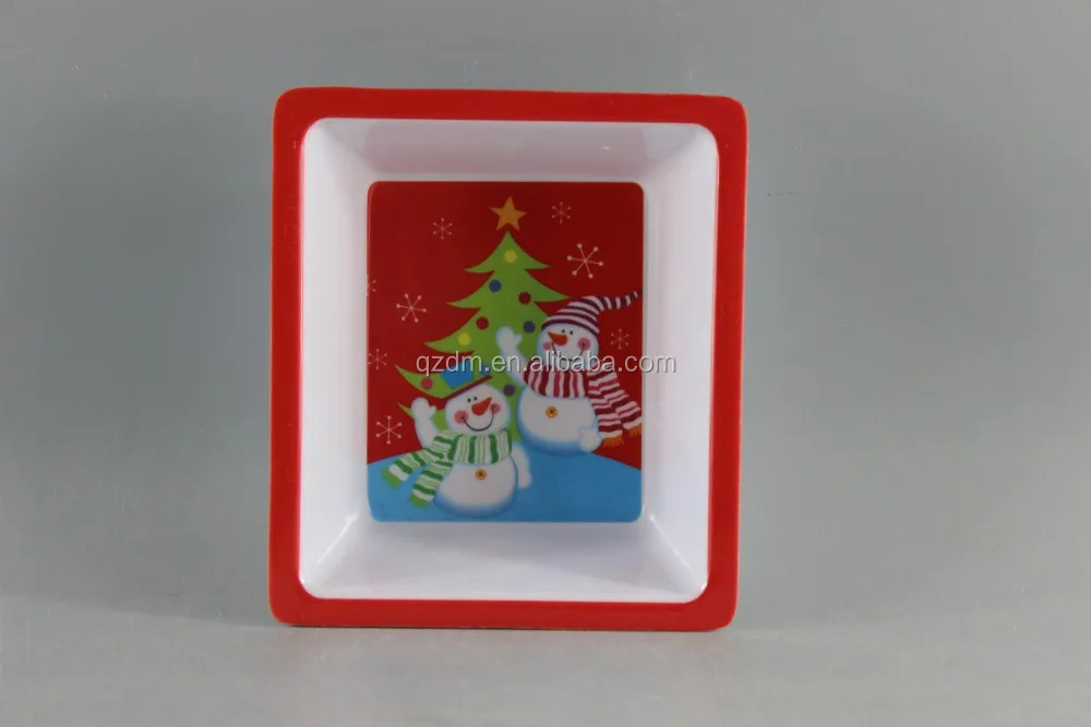 Square Melamine Chip And Dip Bowl For Christmas Party Ware