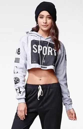 Camo Look Cropped Top Hoodie With Short Crop Body,Full Sleeve And Over ...
