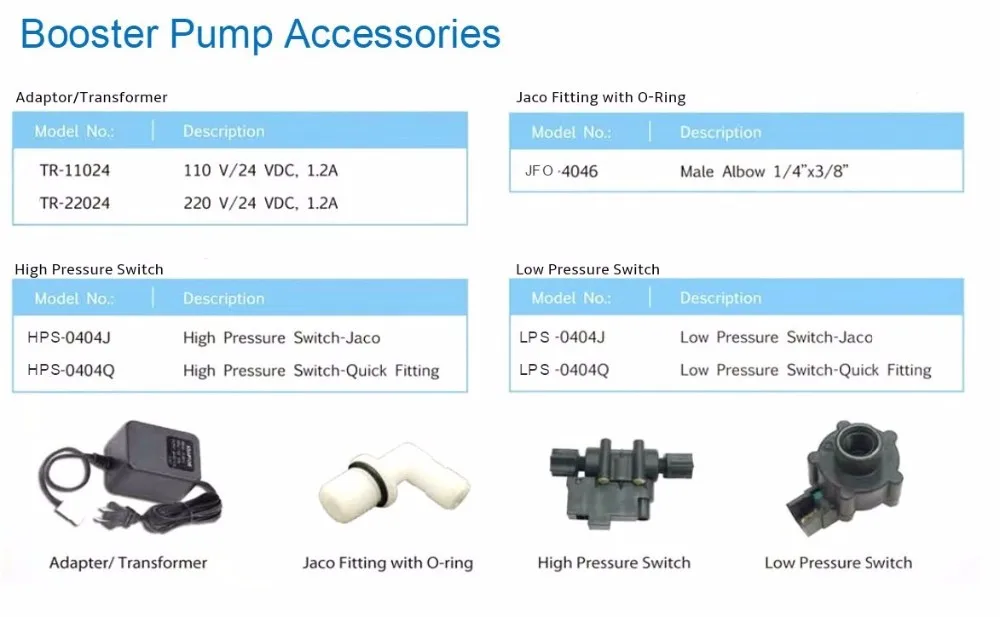 booster pump accessories